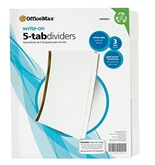OfficeMax Write-On Dividers, 5-Tab, 3 sets, White