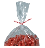 5" x 5/32" Red Candy Stripe Paper Twist Ties - PBT5CS