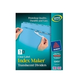 Avery Index Maker Translucent Dividers with Clear Labels, 5 Tab, Blue, 5 Sets (12451)