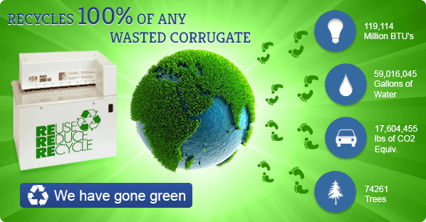 Recycles 100% of any wasted corrugate!