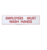 Garvey Engraved Style Plastic Signs 098002 Employees Must Wash - White and Red