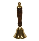 6" Hand Held Service Call Bell - Polished Brass Finish with Wooden Handle
