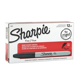 Sharpie Fine Point Permanent Markers, Box of 12 Markers, Black - 30001