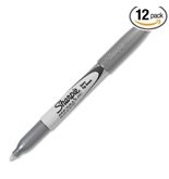 Sharpie Metallic Permanent Markers, Fine Point-Silver-12 ct