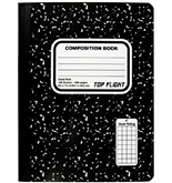 Top Flight Sewn Marble Composition Book, Black/White, Quad Rule, 4 Squares per Inch, 9.75 x 7.5 Inches, 100 Sheets - 41320