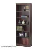 24 in. Slim Bookcase w 6 Shelves in Mahogany Finish