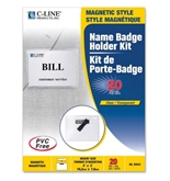 Magnetic Name Badge Holder Kit, Horizontal, 4w x 3h, Clear, 20/Box