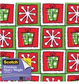 Scotch Gift Wrap, Snowflakes and Squares Pattern, 25-Square Feet, 30-Inch x 10-Feet (AM-WPSAS-12)