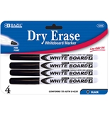 BAZIC Black Fine Tip Dry-Erase Marker (4/Pack)