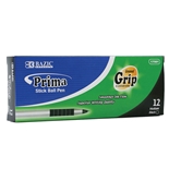BAZIC Prima Black Stick Pen with Cushion Grip (12/Box)