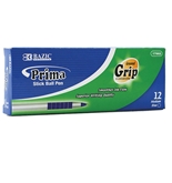 BAZIC Prima Blue Stick Pen with Cushion Grip (12/Box)