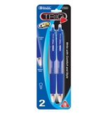BAZIC Trio Triangle Blue Retractable Oil-Gel Ink Pen (2/Pack)