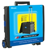 BAZIC 16X18X15 Blue Folding Cart on Wheels withLid Cover