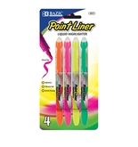BAZIC Pen Style Fluorescent Color Liquid Highlighters (4/Pack)