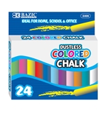 BAZIC Dustless Assorted Color Chalk (24/Box)
