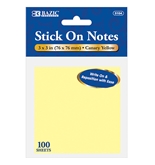 BAZIC 100 Ct. 3 X 3 Yellow Stick On Notes