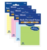 BAZIC 80 Ct. 3 X 3 Lined Stick On Notes