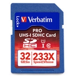 Verbatim 32GB 233X Pro SDHC Pro Memory Card, UHS-1 Class 10,Minimum Qty. 4 -44032