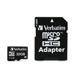 Verbatim 32GB MicroSDHC Memory Card with Adapter, Class 4,Minimum Qty. 4 - 97643