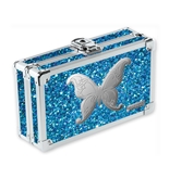 Vaultz Locking Supply Box, Blue Bling Butterfly - VZ03604