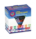 Advantus Large Plastic Paper Clips, 1.38 Inch, Assorted Colors, Box of 200 (AVTPC0600)