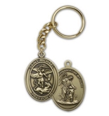 Antique Gold St. Michael the Archangel Keychain. Patron Saint of Police Officers & EMT's & Protection
