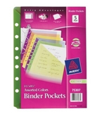 Avery Binder Pockets, Fits 3-Ring and 7-Ring Binders, Assorted, Pack of 5 (75307)