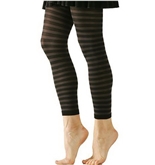 Black and Grey Stripe Solid Opaque Legging/Footless Tights By Foot Traffic