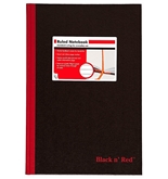 Black n- Red Hardcover Executive Notebook, 11.75 x 8.25 Inches, Black, 192 pages (D66174)