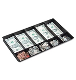 Buddy Products Coin and Bill Tray, 10 Compartments, Plastic, 9.25 x 1.625 x 15.125 Inches, Black