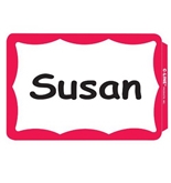 C-Line Self-Adhesive Name Badges, 2 x 3-1/2 Inches, Red, 100/Box (92264)