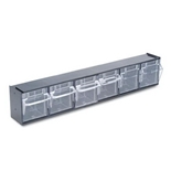Deflecto 20604OPU Six-bin horizontal tilt bin storage system, 23-5/8w x 3-5/8d x 4-1/2h, black