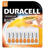 Duracell 1.4 Volt Zinc Air Hearing Aid Batteries Size 13 DA13B8 (8 Batteries)