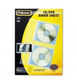 Fellowes CD/DVD Protector Sheets for Three-Ring Binder, 10/Pack - Sold As 1 Pack