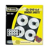 Fellowes Polypropylene CD/DVD Protector Sheets for Three-Ring Binders HOLDER, CD PAGES, 25/PK