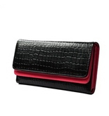 KLOUD ® Black synthetic leather stone pattern double layer women wallet