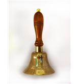 Large Solid Brass School Bell w/ Wood Handle ~ School Bell