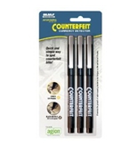 MMF Industries Counterfeit Detector Pen, 5.5 Inches, 3 Pens per Pack, Black Barrel (200045304)
