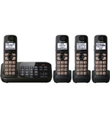Panasonic KX-TG4744B DECT 6.0 Cordless Phone with Answering System, Black, 4 Handsets