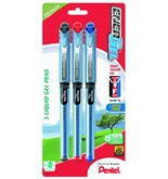 Pentel EnerGel NV Liquid Gel Pen, 0.5mm, Needle Tip, Assorted Ink, Pack of 3 (BLN25BP3M)
