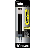 Pilot G2 Gel Ink Refill, 2-Pack for Rolling Ball Pens, Extra Fine Point, Black Ink (77232)