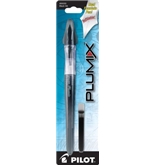 Pilot Plumix Refillable Fountain Pen, Black Barrel, Black Ink, Medium Point, Single Pen and Cartridge (90055)