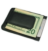 Printed grain cow hide leather money clip with magnet