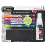Quartet 2 in 1 Marker Starter Kit, 4 Double-Ended Fine Tip Dry-Erase Markers with Eraser and Cleaner
