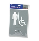 Quartet ADA Approved Men-s Restroom Sign, Wheelchair Accessible Symbol with Tactile Graphics, Molded Plastic, 6 x 9 Inches, Gray (01416)