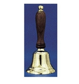 Solid Brass Hand Bell, 10- High, Natural Wood Handle; no. AU-01107