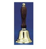 Solid Brass Hand Bell, 6-1/2- High, Natural Wood Handle; no. AU-48101