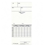 Time Cards, For T100 Time Clock, 250/PK, White, Sold as 1 pack