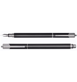 Tombow ZOOM 101 Carbon Fiber Fountain Pen, Medium Point Nib, Black Ink, Refillable, Black/Silver Barre