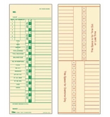 TOPS Weekly Time Cards, Green Ink Front and Back, 3.5 x 9 Inches, 500-Count, Manila (1257)